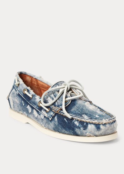 Men's Polo Ralph Lauren Merton Washed Denim Boat Shoes | 802956GVH